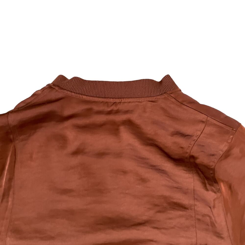 HOUSE OF HARLOW 1960 Women's Satin Zip Up Bomber Jacket Size M Copper Brown NEW - Picture 6 of 16
